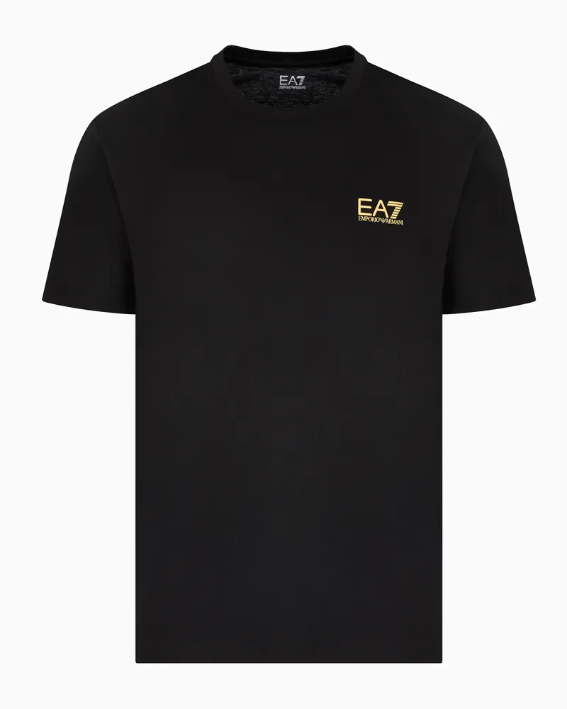 EA7 Core Identity T-Shirt aus Pima-Baumwolle Schwarz