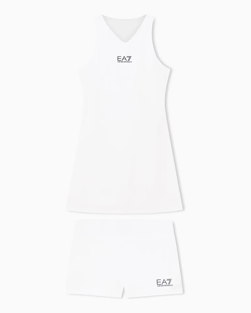 EA7 Tennis Pro Kleid aus VENTUS7-Funktionsgewebe Weiß