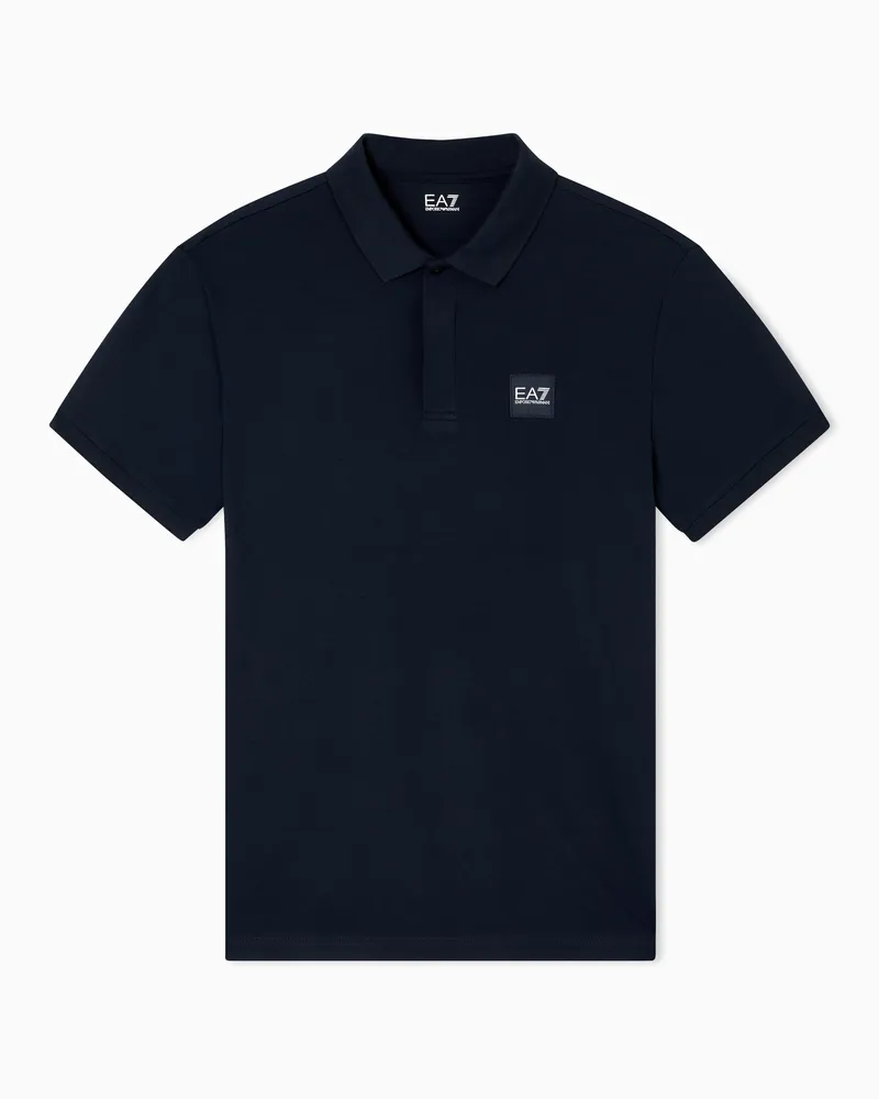 EA7 Visibility Poloshirt aus Baumwollstretch-Jersey Marineblau