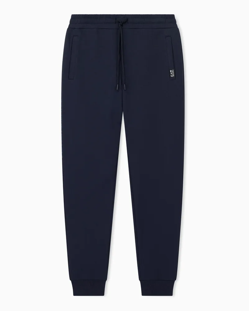 EA7 Jogginghose Logo Series aus Baumwolljersey mit Rippbündchen Marineblau