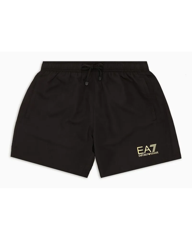 EA7 Badeboxershorts mit Logo Schwarz