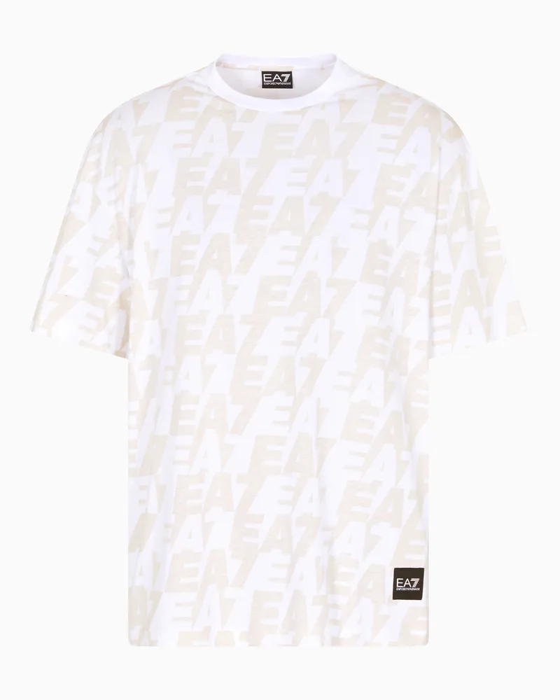 EA7 Logo Series T-Shirt mit Rundhalsausschnitt aus Bio-Baumwolle ASV Weiß