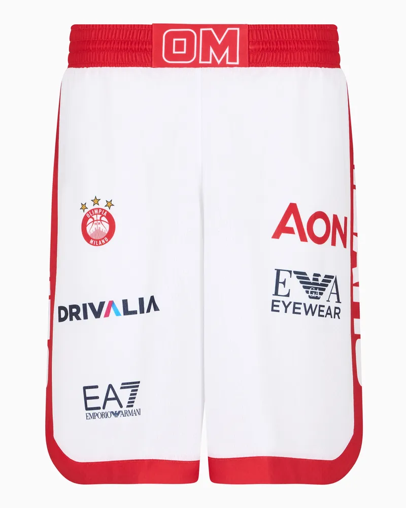 EA7 Olimpia Milano Shorts Nachbildung 24/25 Championship Weiß