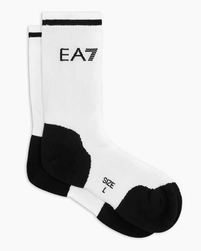 EA7 Baumwollmischung Socken im Rippstrick für Tennis Zweifarbig