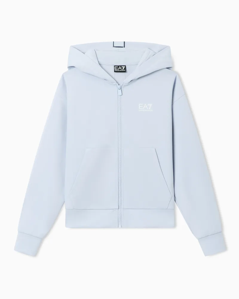 EA7 ASV Girl Sweatshirt mit Kapuze aus Natural VENTUS7-Funktionsgewebe Hellblau