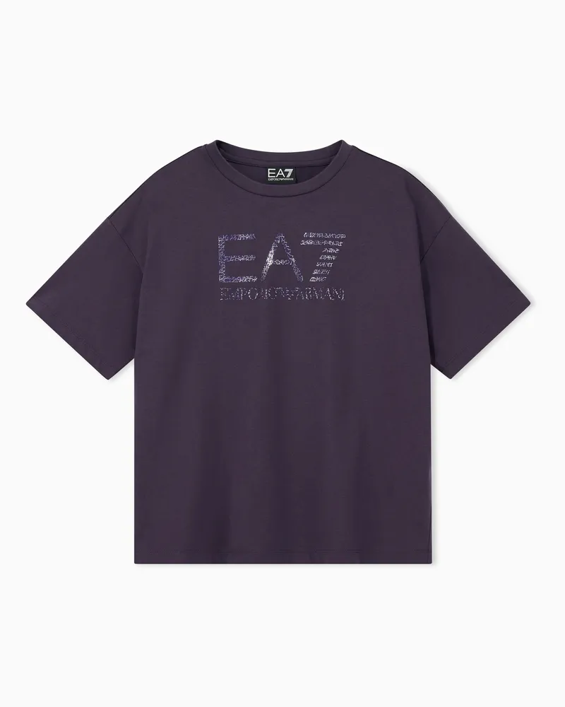 EA7 T-Shirt Visibility Girl in Oversize mit strukturiertem Logo Violett