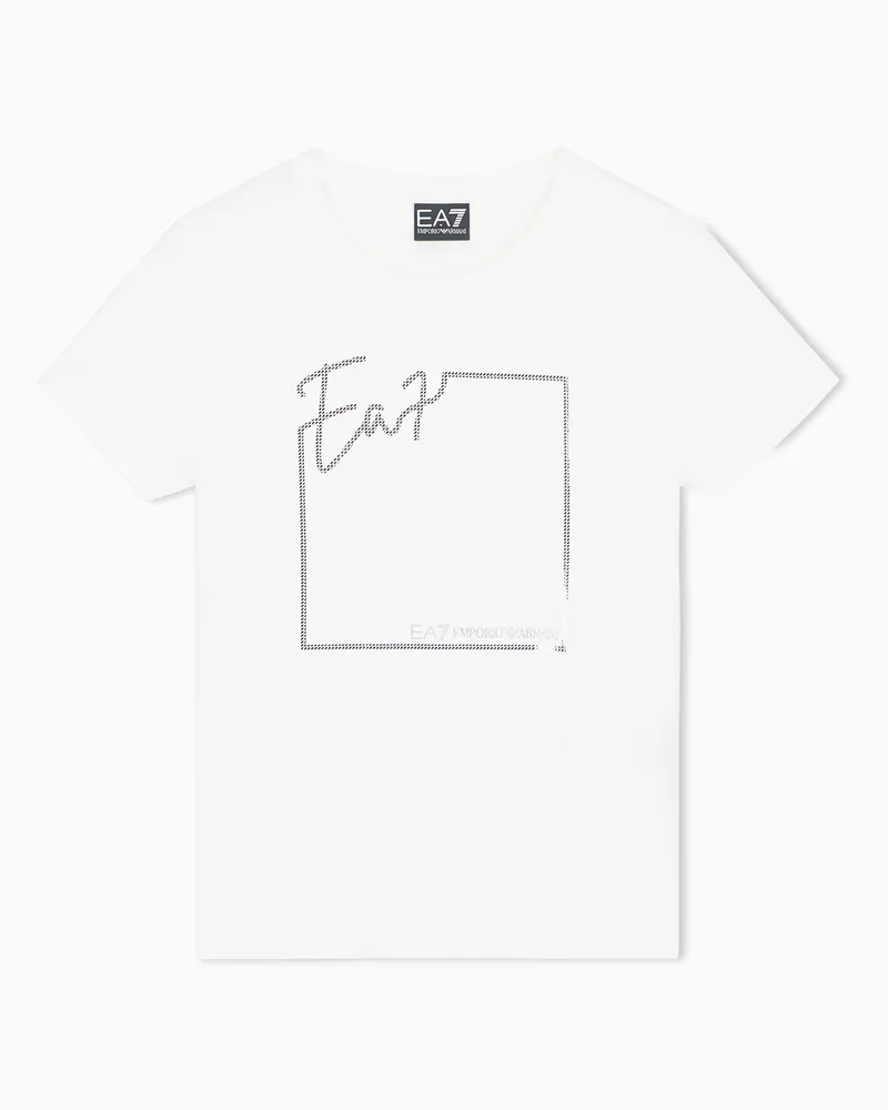 EA7 T-Shirt Logo Series schmal geschnitten aus Baumwolljersey Weiß