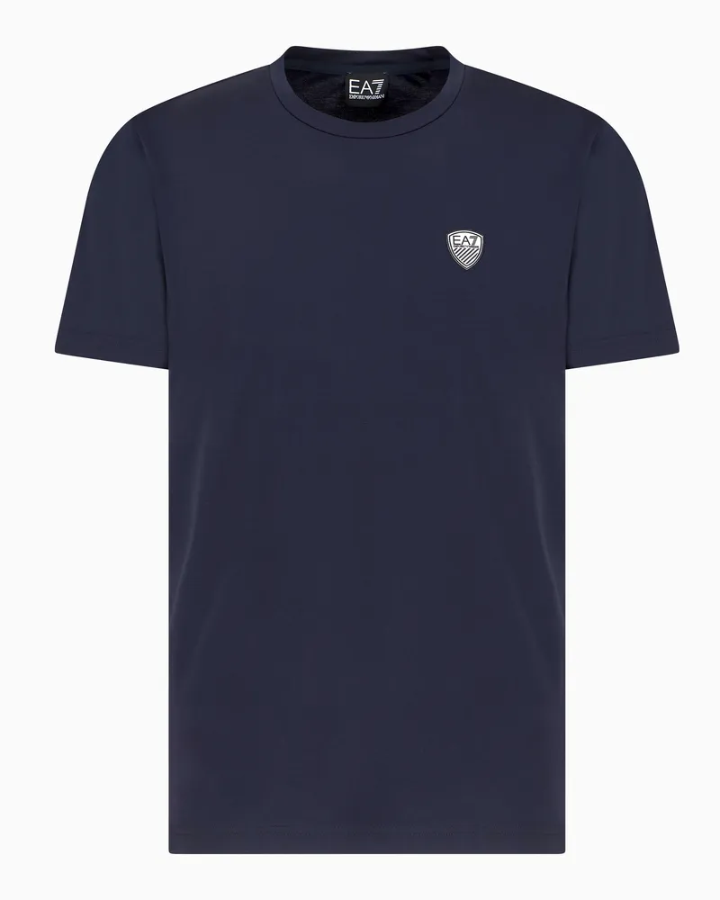 EA7 Premium Shield T-Shirt mit Rundhalsausschnitt aus einer elastischen Viskose-Mischung Blau