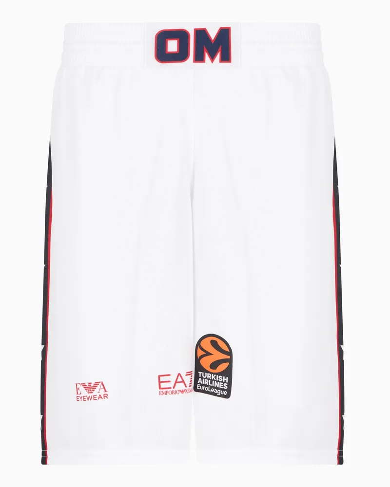 EA7 Olimpia Milano Shorts Nachbildung der Euroleague 24/25 Weiß