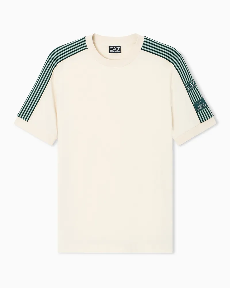 EA7 Logo Series Boy T-Shirt aus Baumwolle Beige