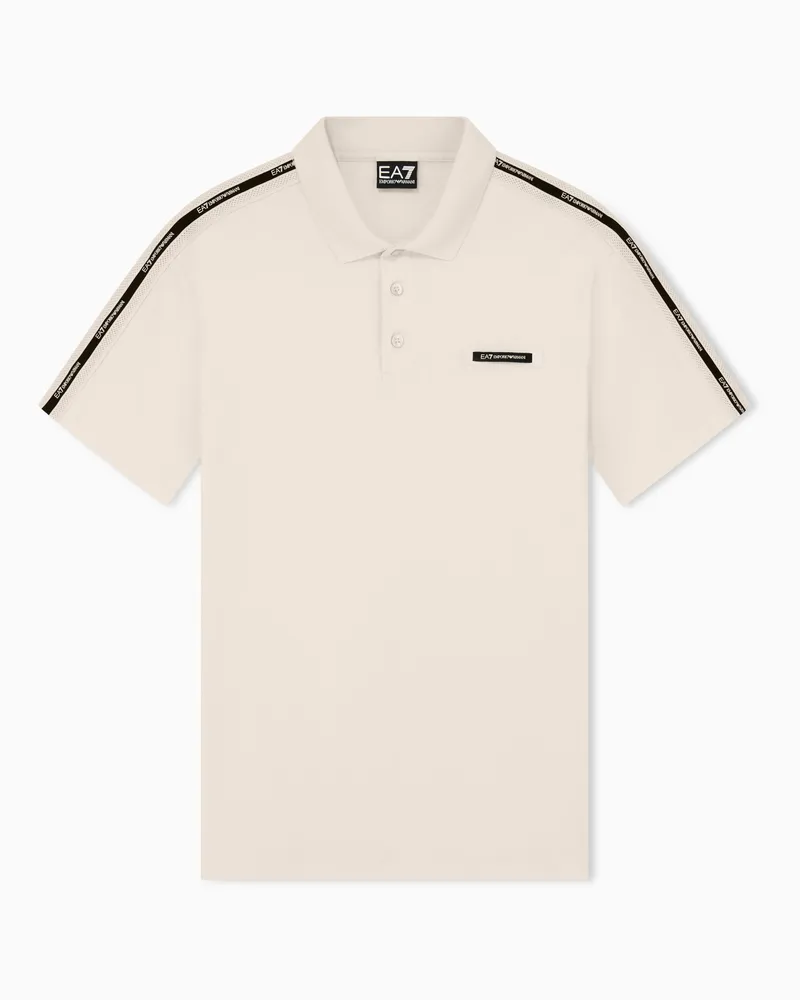 EA7 Logo Series Poloshirt aus Baumwoll-Jersey Beige