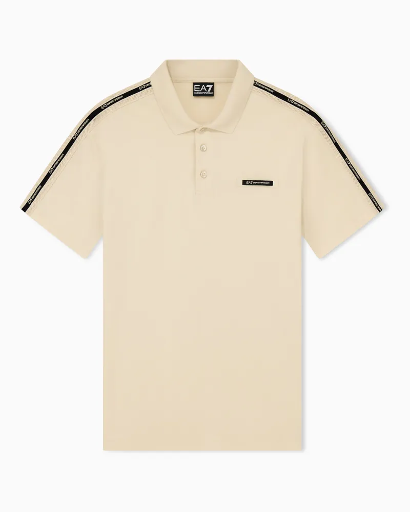 EA7 Logo Series Poloshirt aus Baumwoll-Jersey Beige
