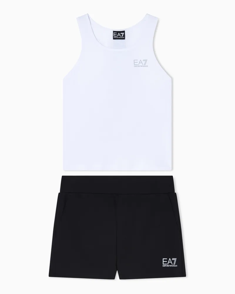 EA7 ASV Jersey Top & Sports Shorts Set Weiß