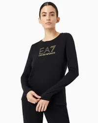 EA7 Evolution Langarmshirt Aus Elastischer Baumwolle mit Modal Schwarz