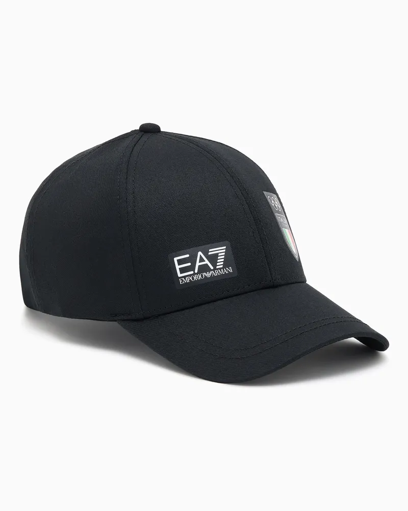 EA7 Baseballcap aus Baumwolle Schwarz