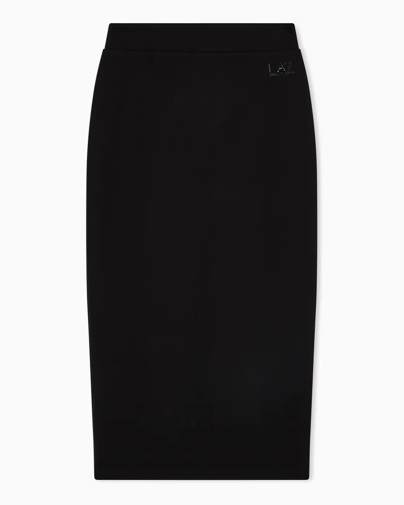 EA7 Logo Series Maxirock aus Stretchjersey Schwarz