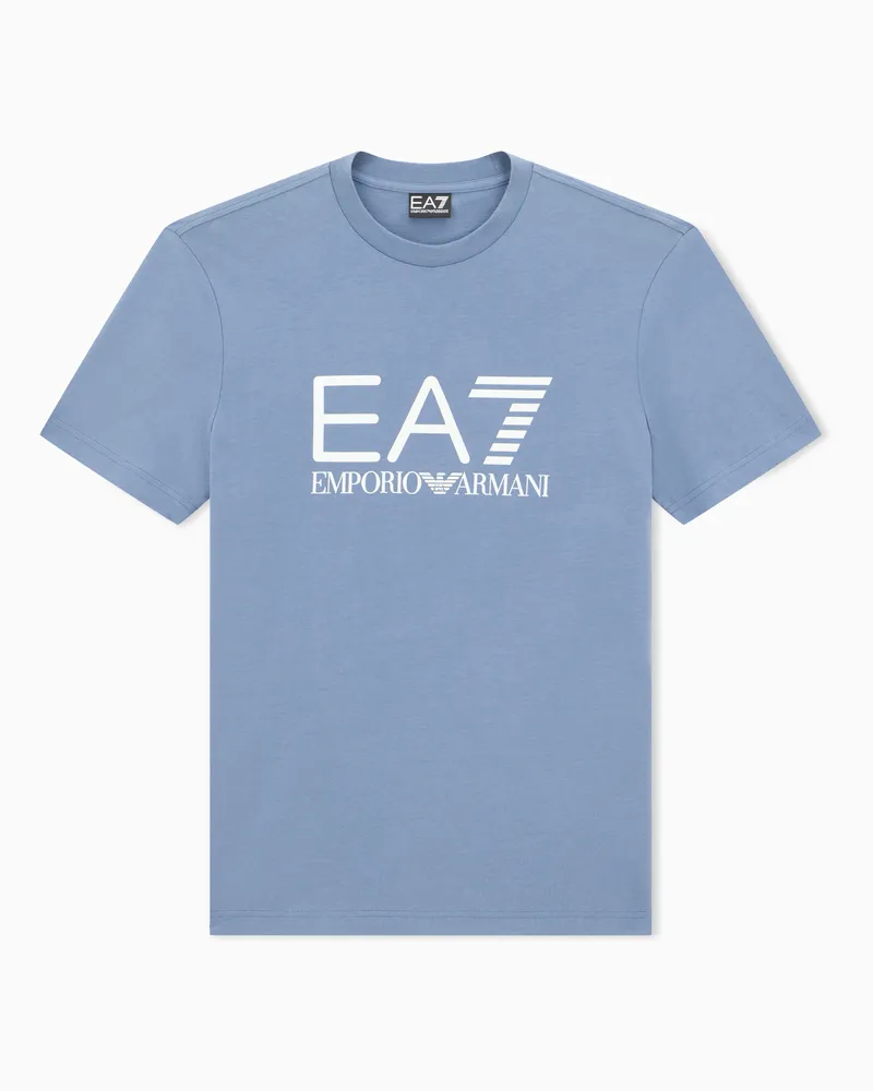 EA7 Slim Fit T-Shirt Core Identity aus Baumwolljersey mit Logo Hellblau