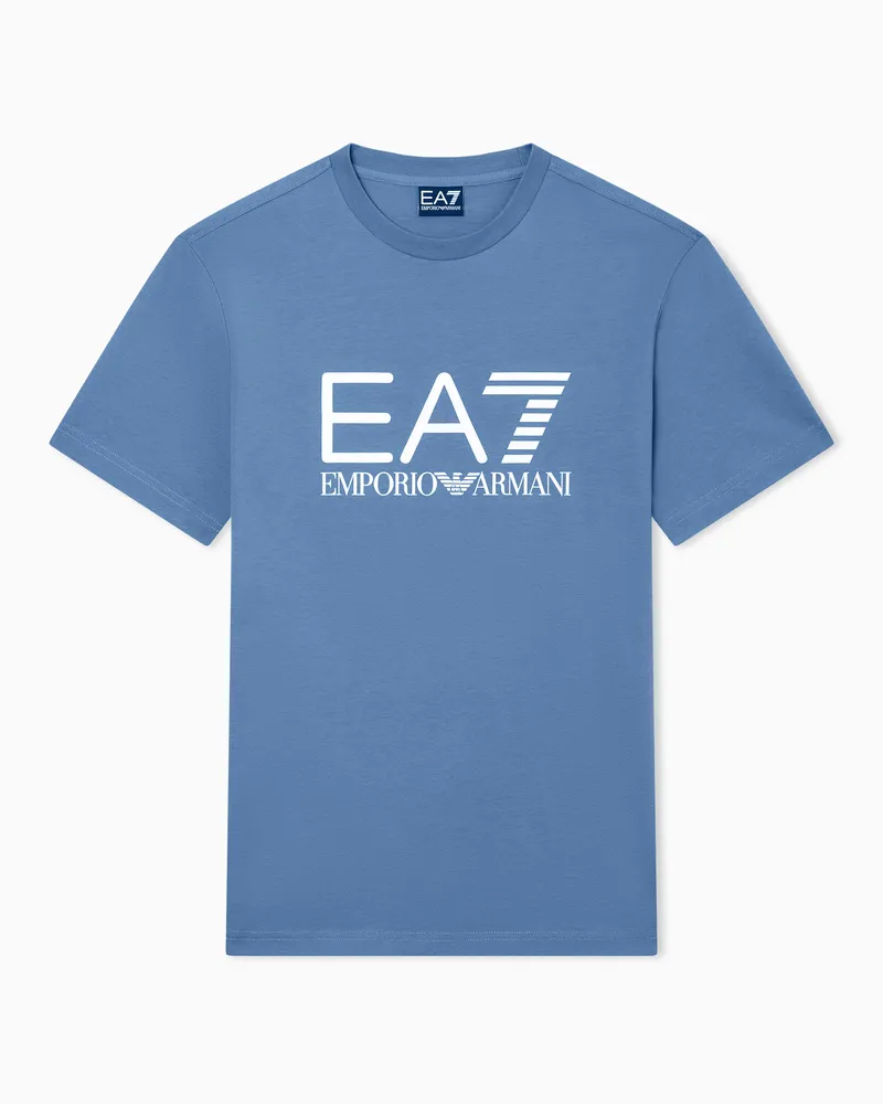EA7 Core Identity T-Shirt aus Baumwoll-Jersey Hellblau