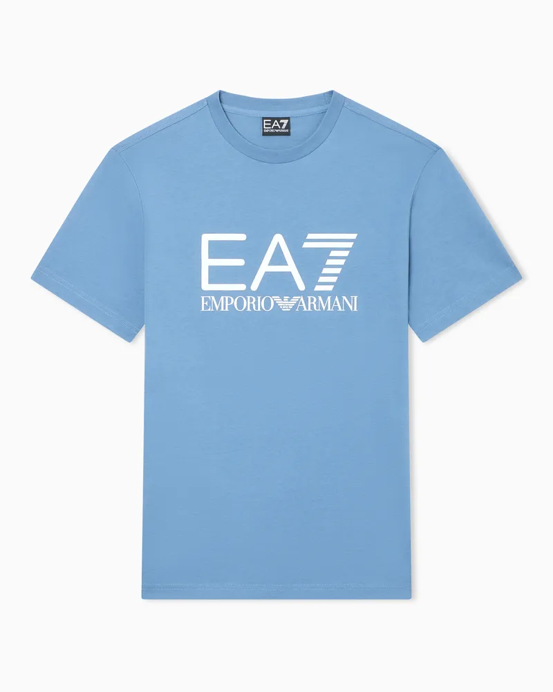 EA7 Core Identity Sweatshirt mit Rundhalsausschnitt aus Baumwolle Hellblau