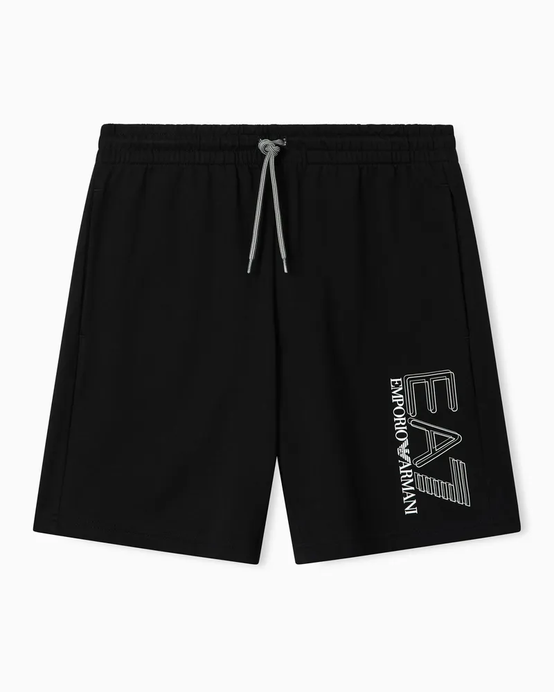 EA7 Visibility Shorts aus reiner Baumwolle Schwarz