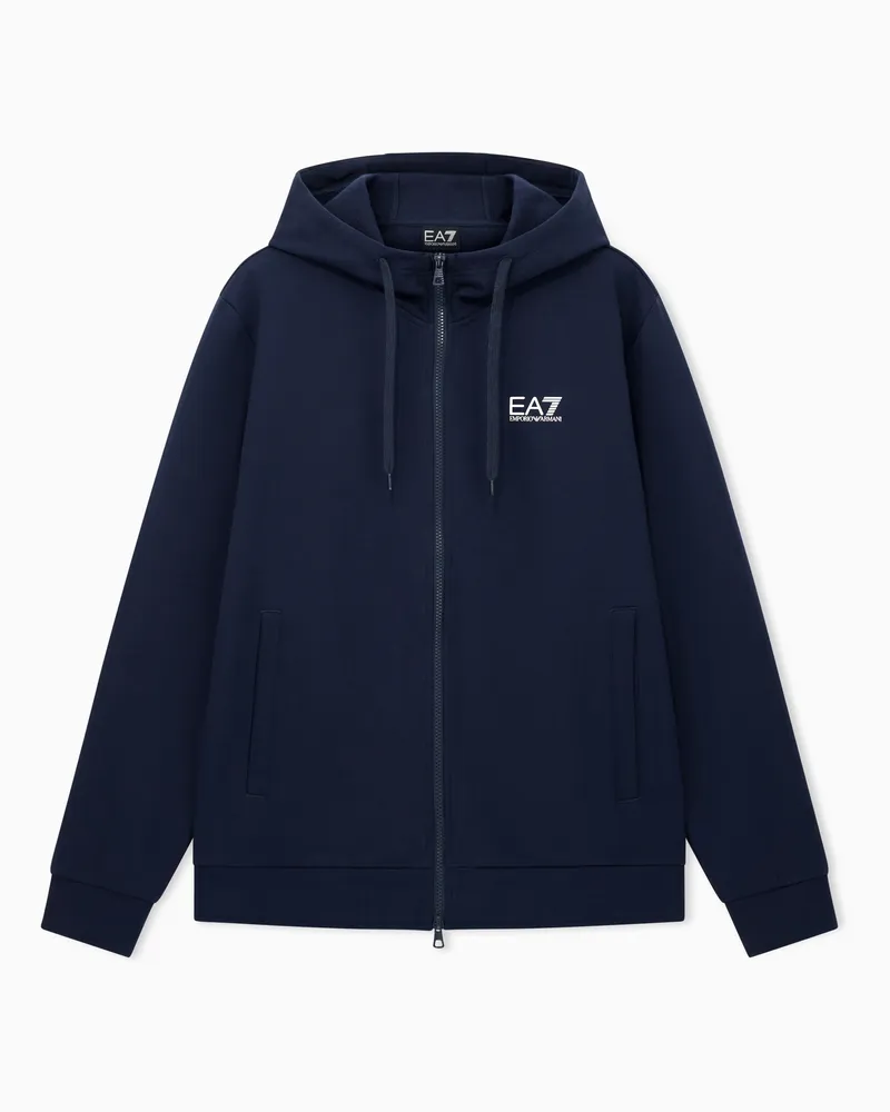 EA7 Core Identity Sweatshirt mit Kapuze aus einer Baumwollmischung Blau