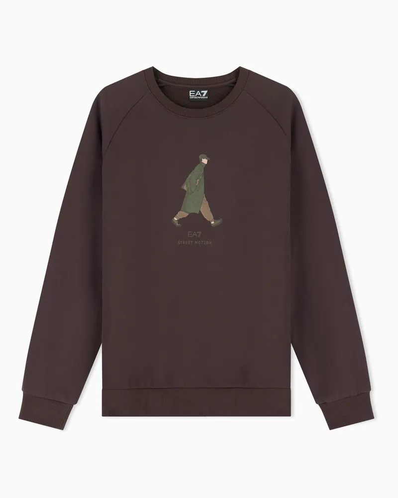 EA7 Sweatshirt Graphic Series aus Baumwolljersey mit Frontprint Braun