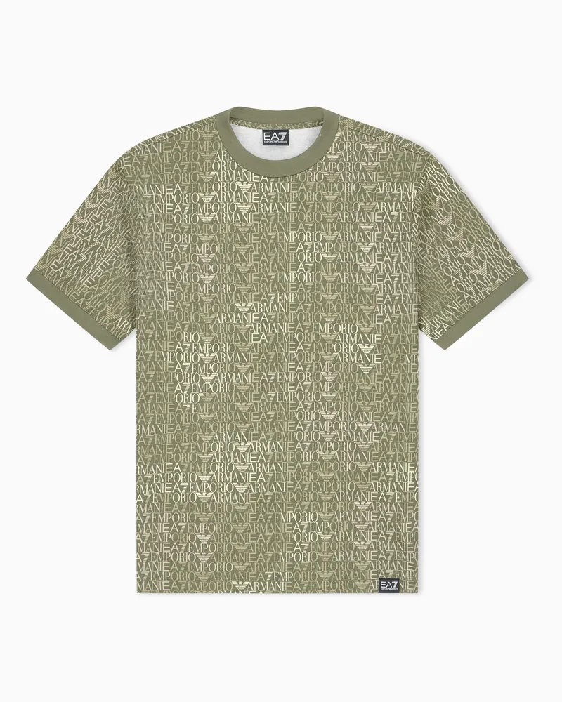 EA7 T-Shirt Logo Series mit Regular Schnitt aus Baumwolljersey Grün