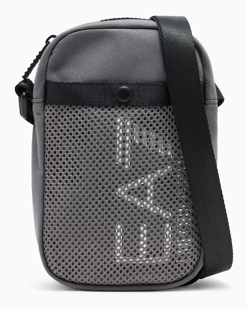 EA7 Shoulder bag in technical fabric with printed logo Grau