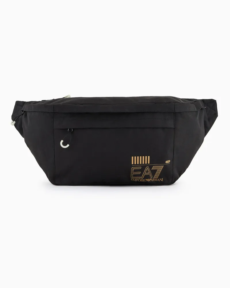 EA7 Große Gürteltasche aus recyceltem Stoff Schwarz