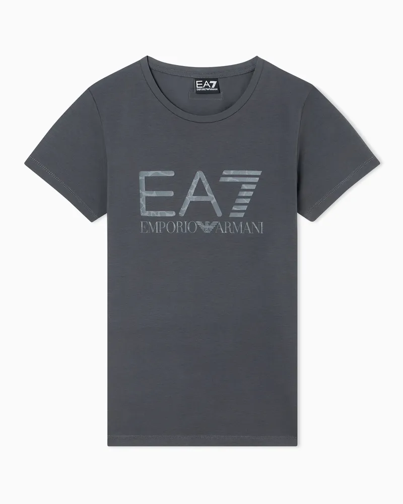 EA7 Graphic Series T-Shirt aus Stretchjersey Grau