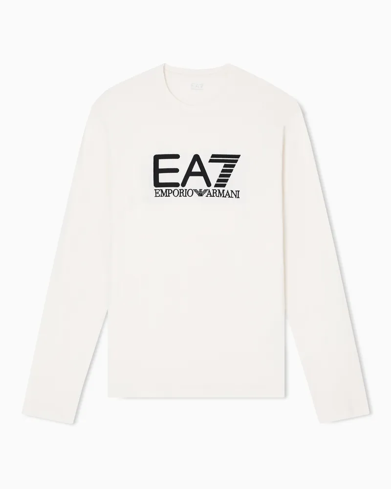 EA7 Visibility Langarmshirt aus Baumwoll-Stretchjersey Beige