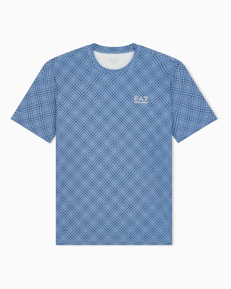 EA7 T-Shirt Tennis Pro Regular Passform aus Jersey mit Grafik Blau