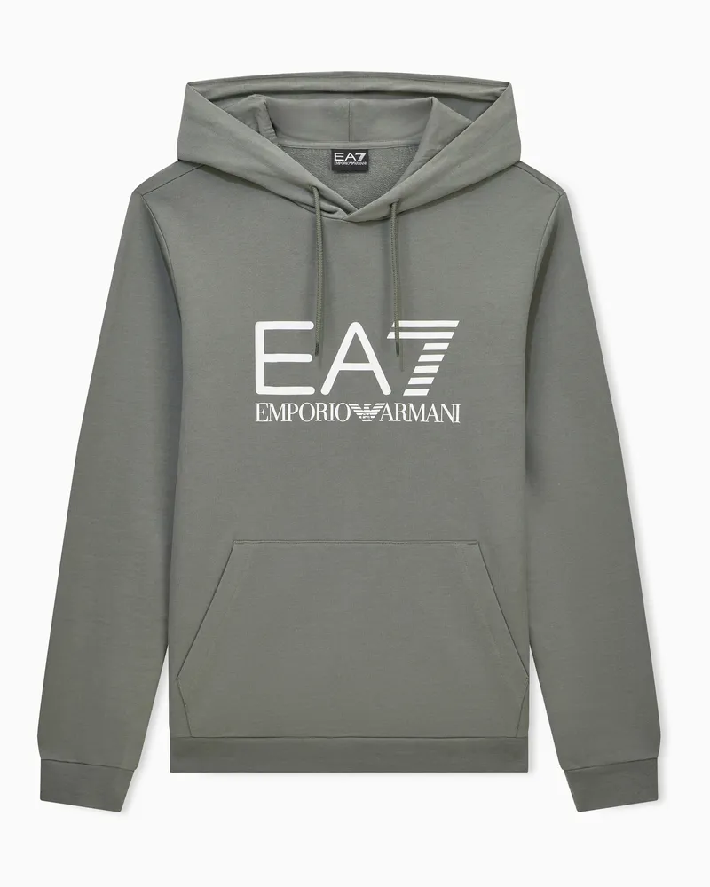 EA7 Hoodie Core Identity aus Baumwolljersey mit großem Logo Grau