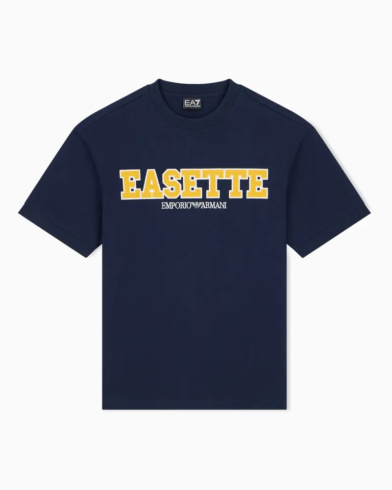 EA7 T-Shirt Logo Series aus Baumwolljersey Marineblau