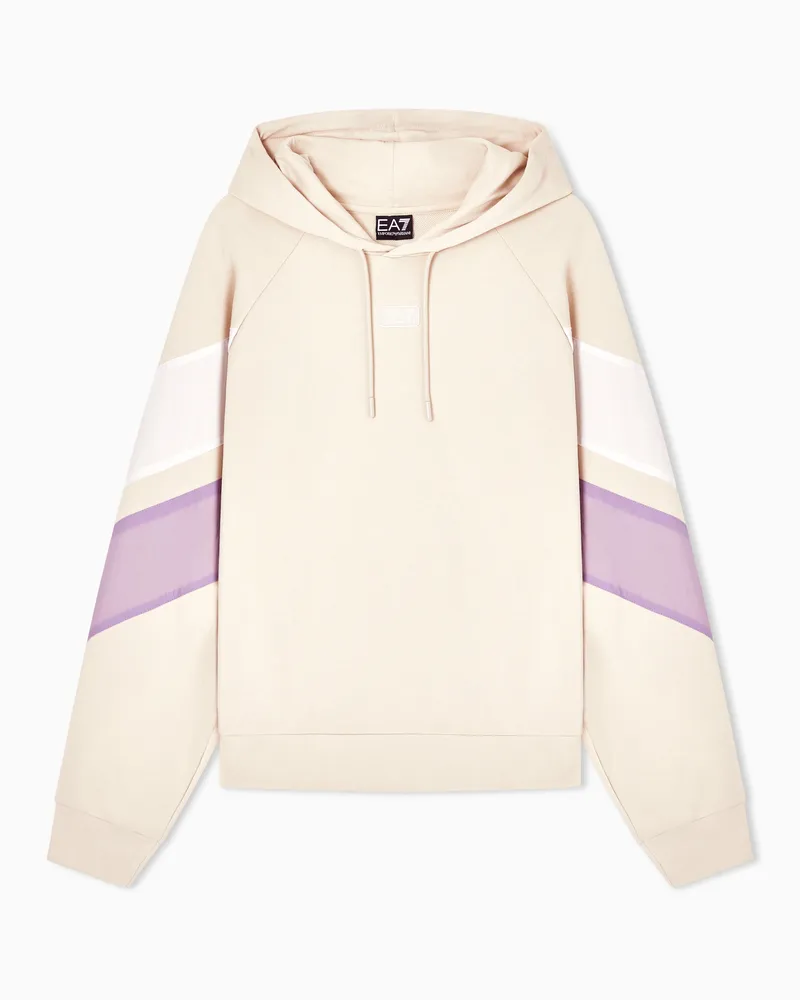 EA7 Sweatshirt mit Kapuze, gefertigt aus Baumwoll-Mischung Beige