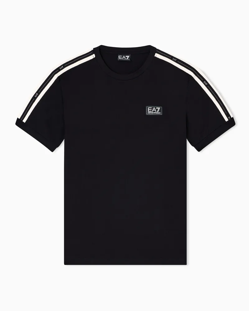 EA7 Logo Series T-Shirt aus Baumwoll-Jersey Schwarz