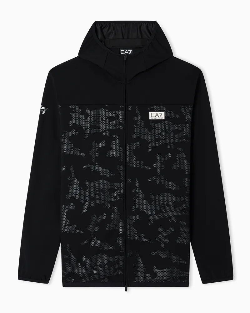 EA7 Kapuzen-Sweatshirt Dynamic Athlete aus Funktionsgewebe VIGOR7 Schwarz