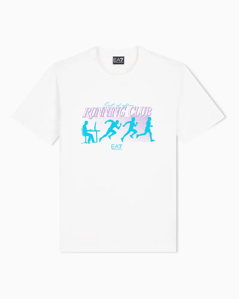EA7 T-Shirt aus reiner Baumwolle mit Print Weiß