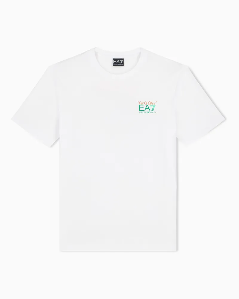 EA7 T-Shirt aus reiner Baumwolle mit Print Weiß