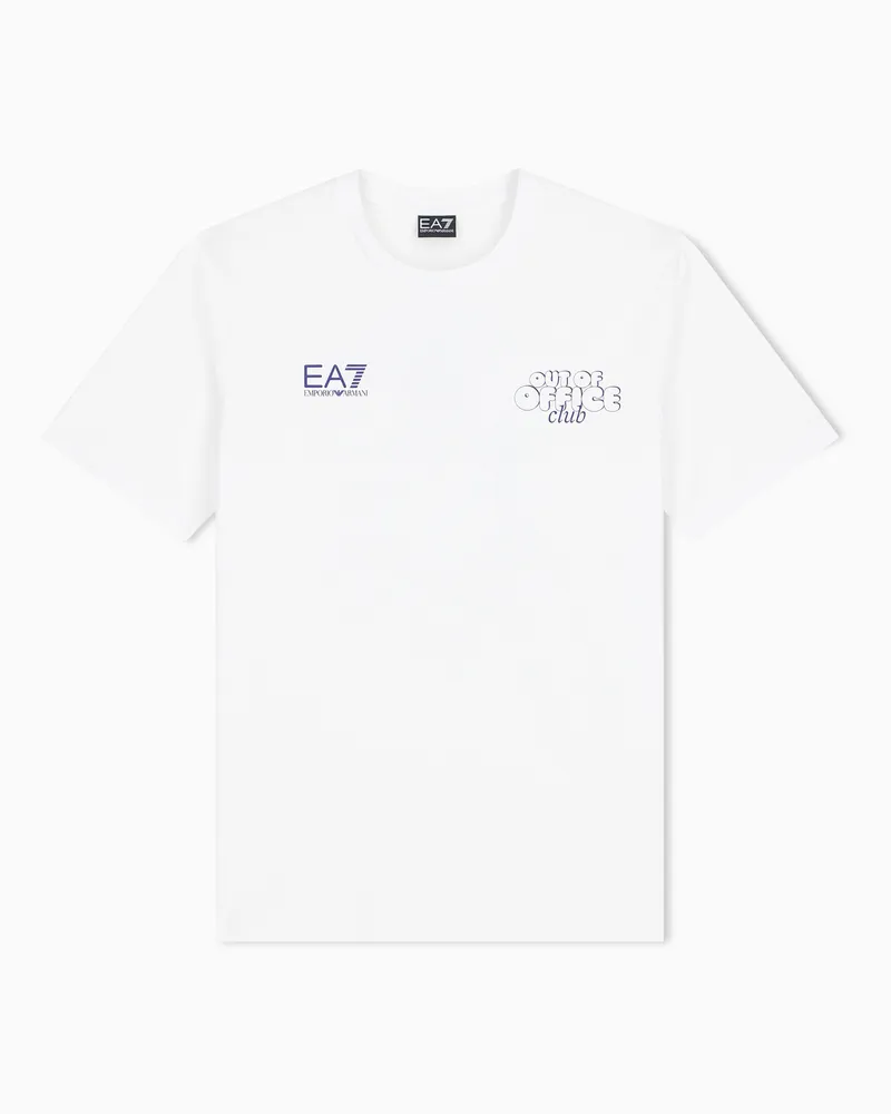 EA7 T-Shirt aus reiner Baumwolle mit Print Weiß