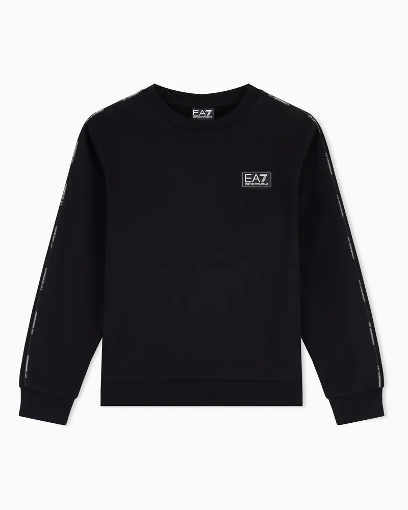 EA7 Logo Series Boy Sweatshirt mit Rundhalsausschnitt aus einer Baumwollmischung Schwarz