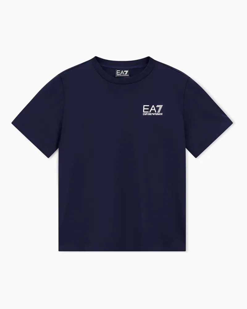 EA7 Core Identity Boy T-Shirt mit Rundhalsausschnitt aus Baumwolle Marineblau