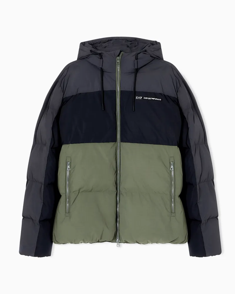 EA7 Athletic Colour Block Jacke aus Nylon Grün