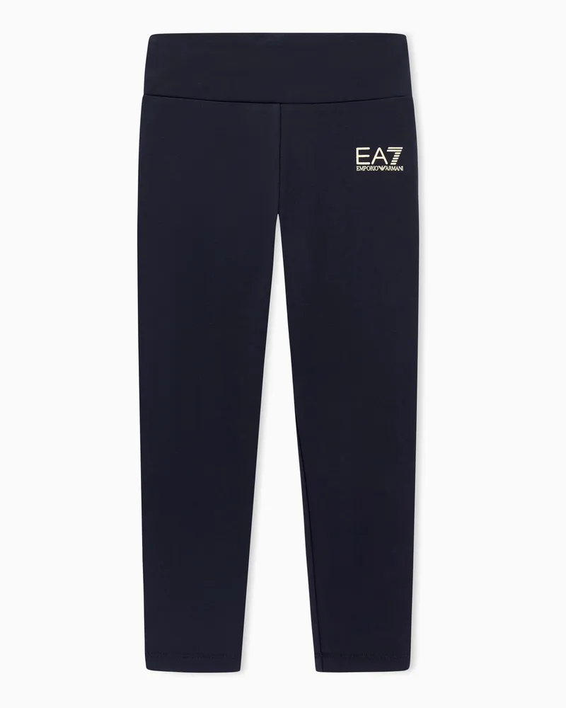 EA7 Core Identity Girl Leggings aus Baumwollstretch Schwarz
