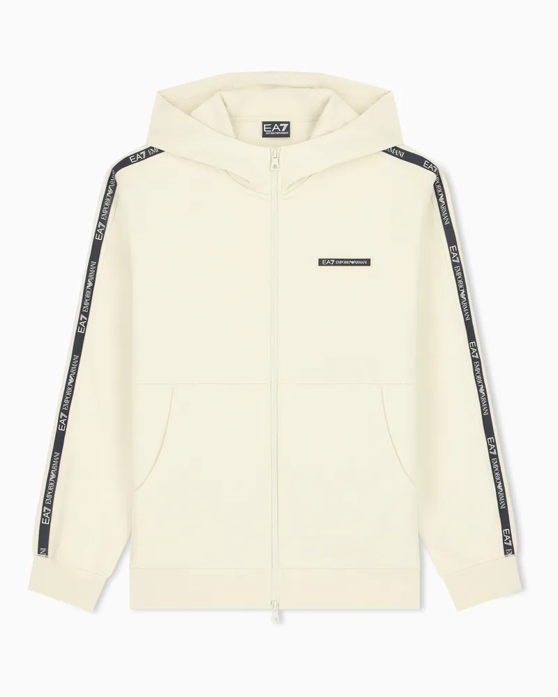 EA7 Kapuzenjacke Logo Series mit Reißverschluss und Logoband Beige