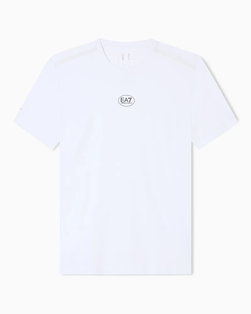 EA7 Tennis Pro Rundhals-T-Shirt aus VENTUS7-Funktionsgewebe Weiß