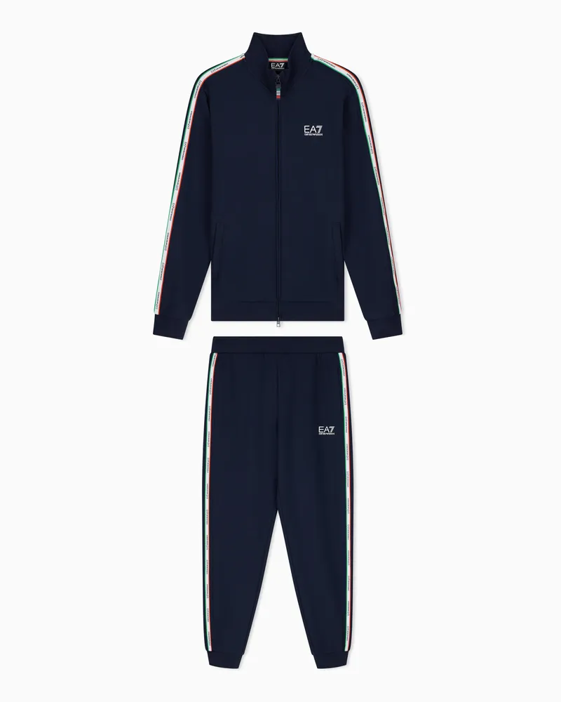 EA7 Trainingsanzug aus Baumwollmischung Italian Spirit Marineblau