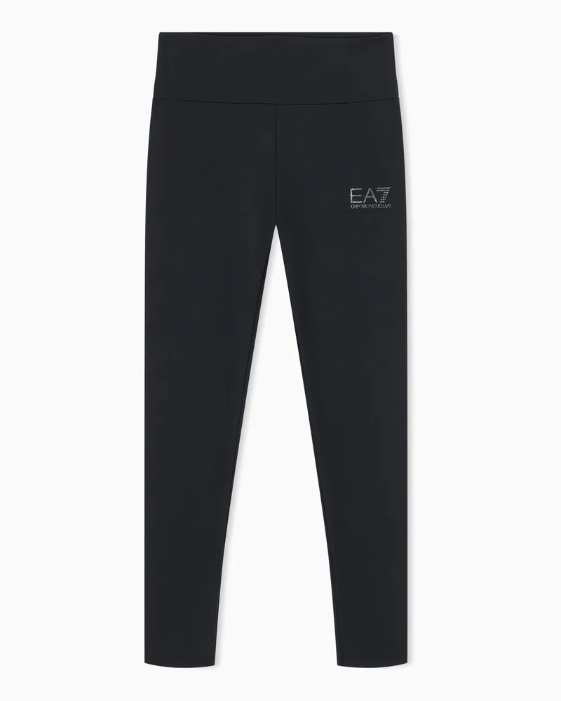EA7 Schmale Leggings Sichtbarkeit hohe Taille Baumwolljersey Schwarz