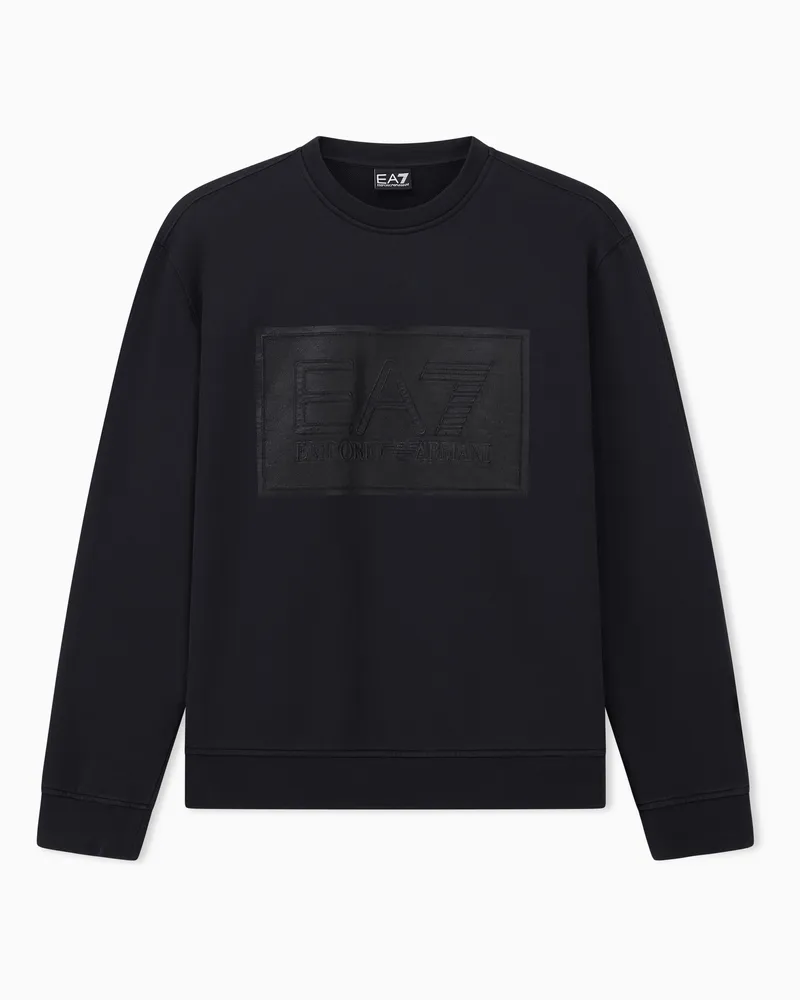 EA7 Sweatshirt aus Baumwolle mit geprägtem Logo Schwarz