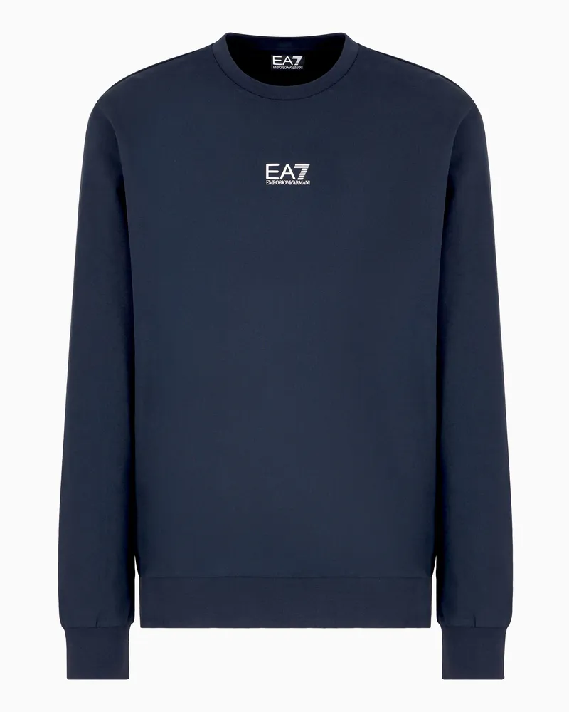 EA7 Core Identity Sweatshirt mit Rundhalsausschnitt aus Baumwolle Blau